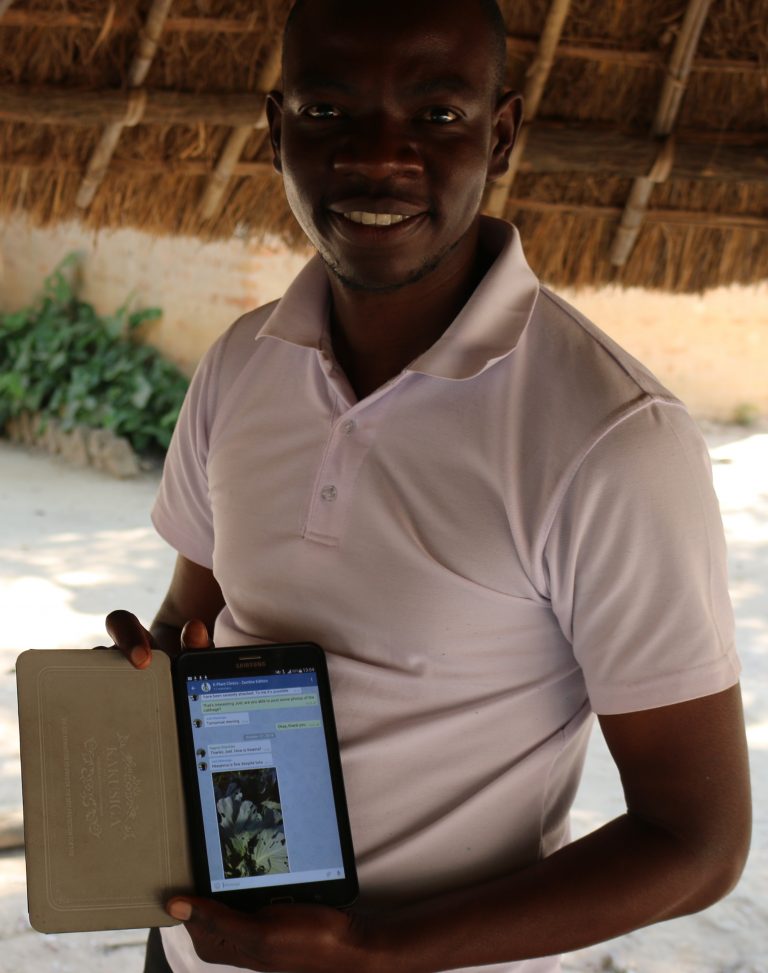Brian Siame shows plant health conversations between plant doctors in the Zambia Telegram group